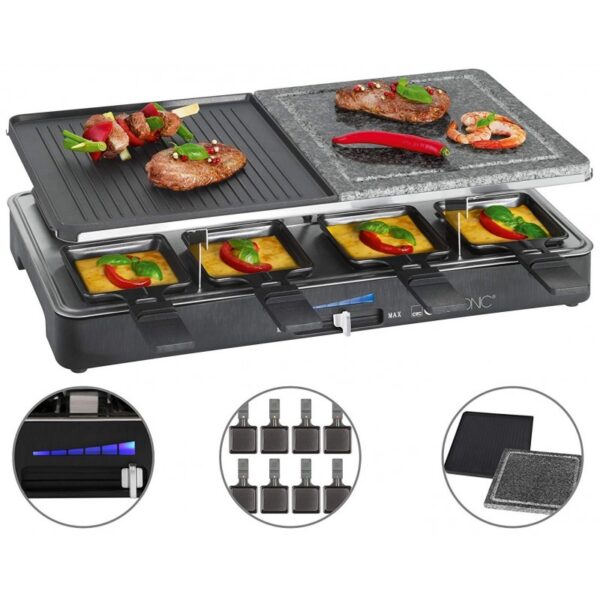 Tarrington House Raclette Grill 2-in-1 – 1200 W, Mit Grillstein, Für Bis Zu 8 Personen
